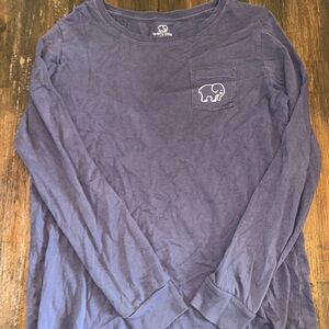 Ivory Ella Navy Long Sleeve with Elephant Pocket